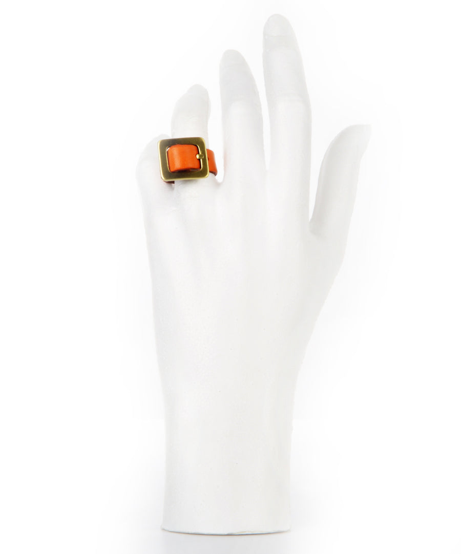 Leather ring - Orange