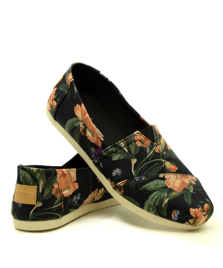 TOMS Classic Black Decadent Bloom Liberty Print cipő
