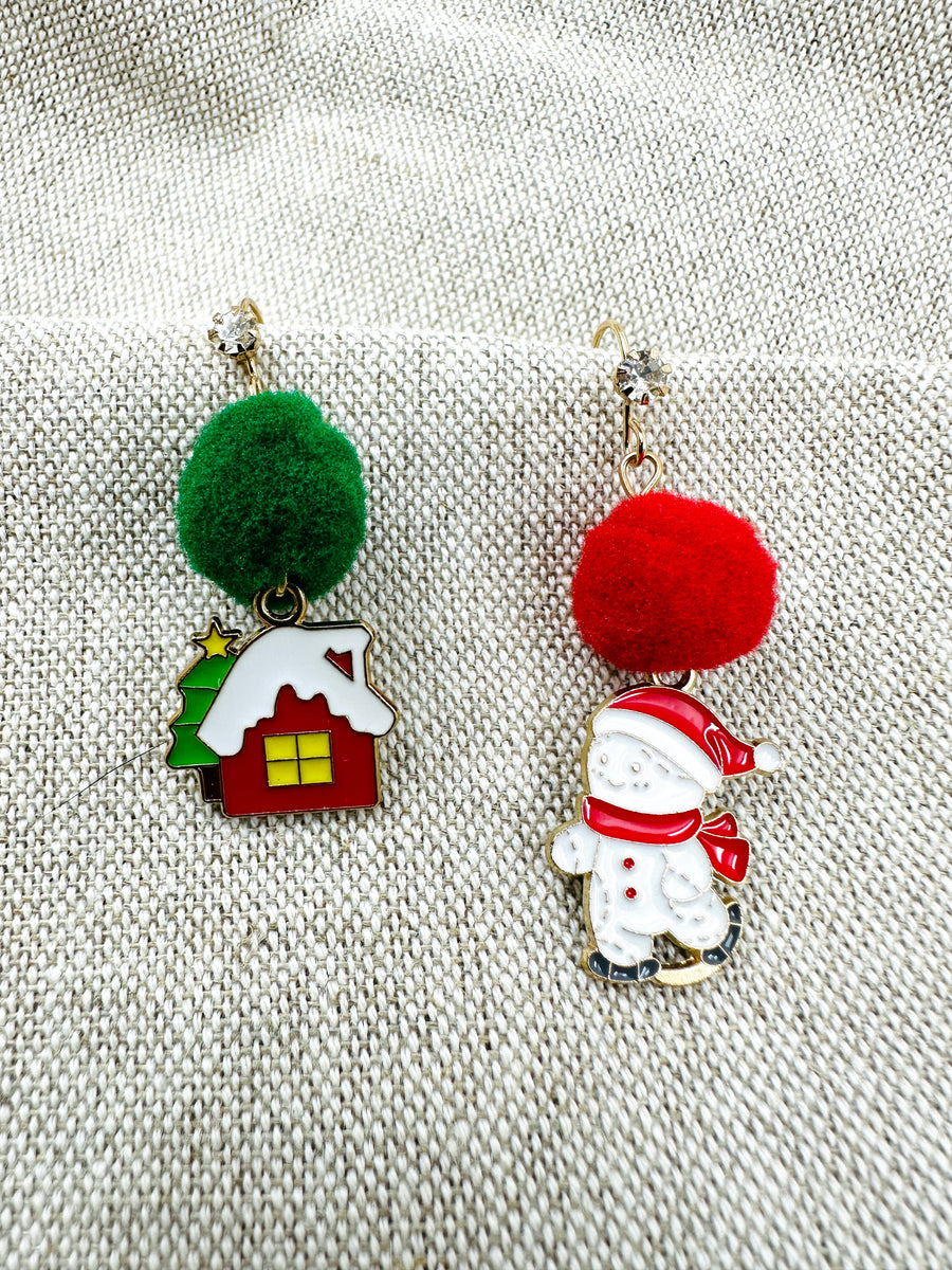 Christmas earrings - Snowman and House