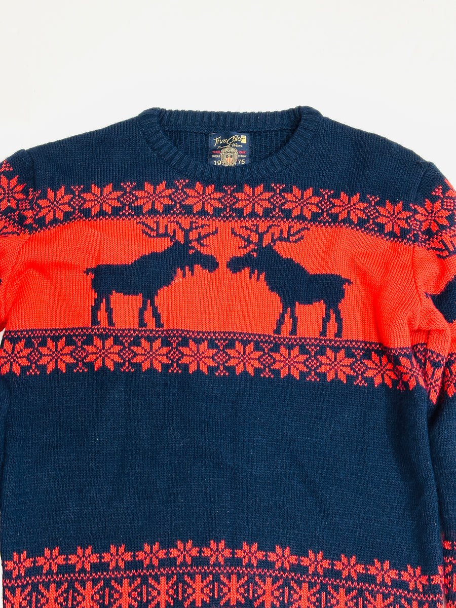 Vintage Christmas Sweater - Moose