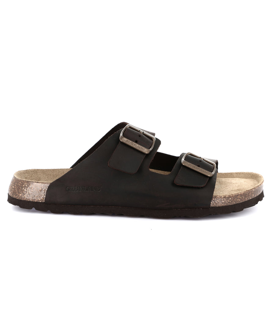 Grünland double strap men's slippers - Mogano