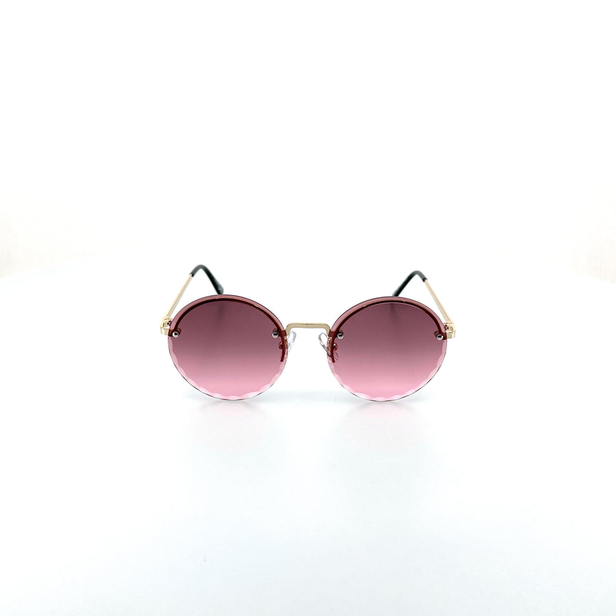 Kerek, keret nélküli napszemüveg, rózsaszín árnyalatú lencsével
