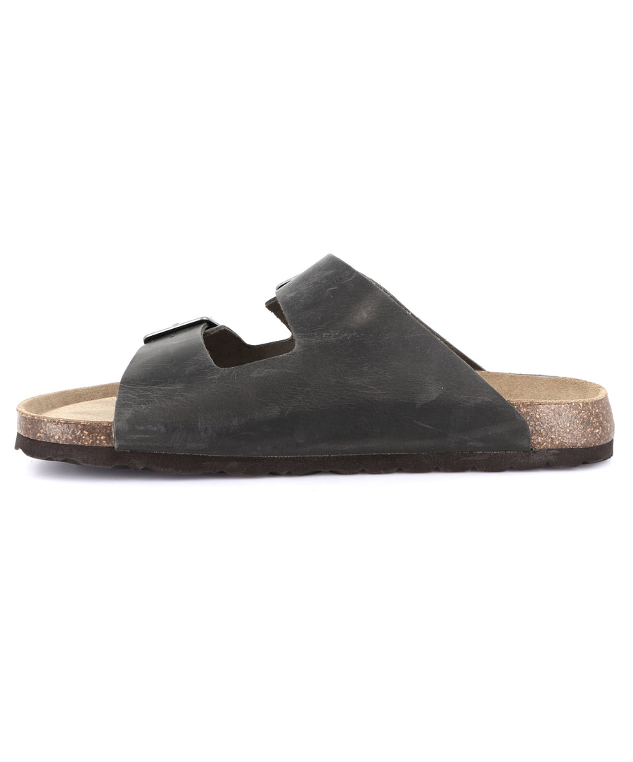 Grünland double strap men's slippers - Anthracite