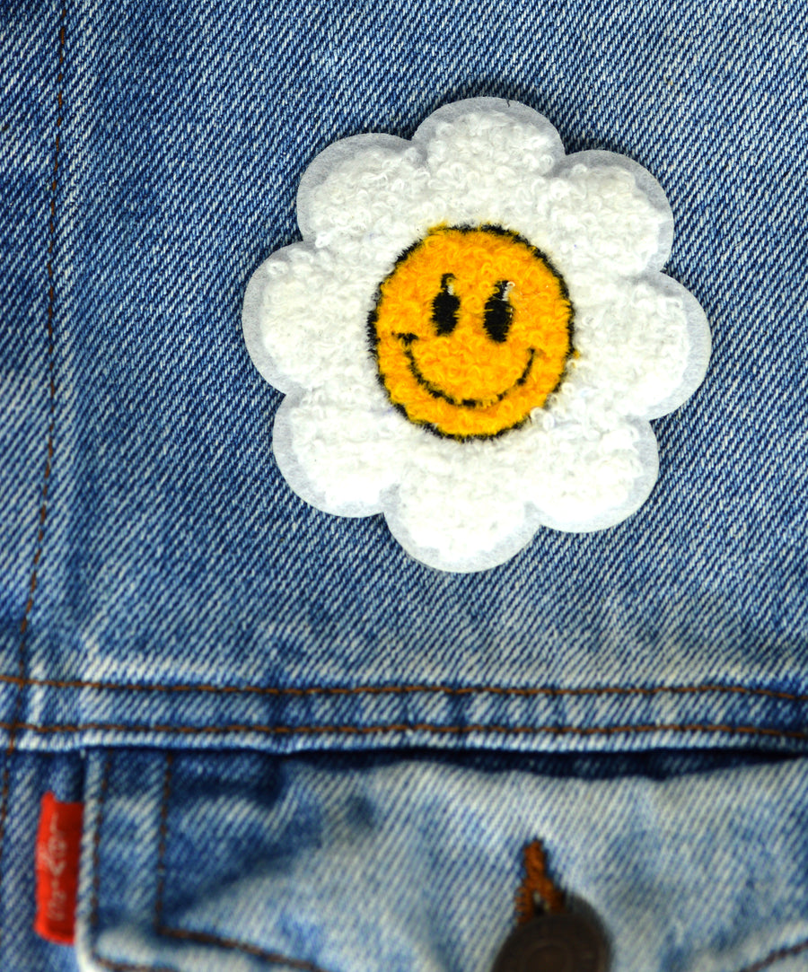 Felvarró - Bolyhos virág smiley
