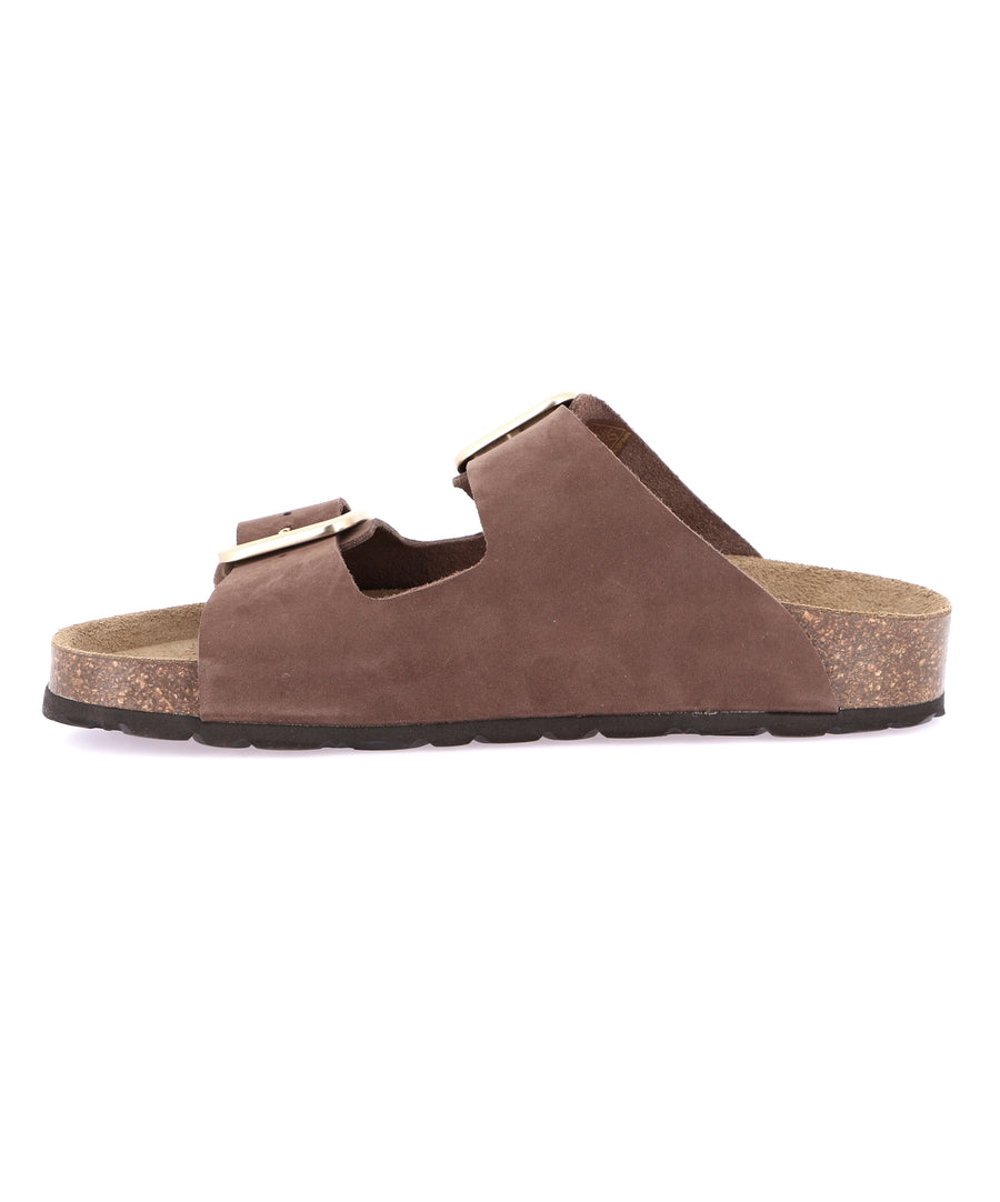 Grünland double strap women's slippers - BROWN