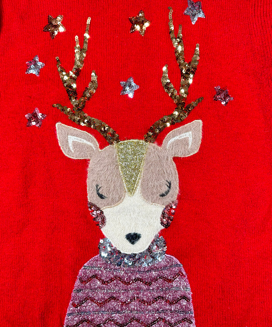 Vintage Christmas Sweater - Pretty Deer II 