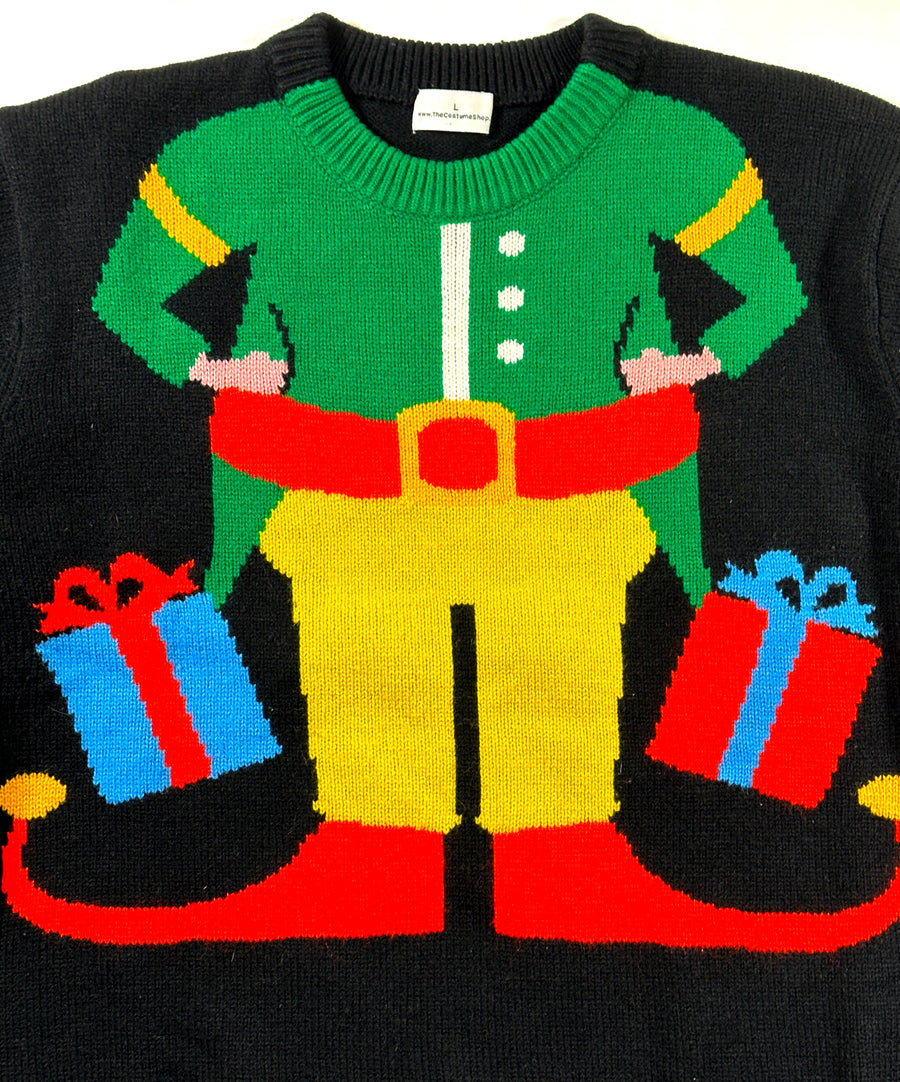 Vintage Christmas Sweater -  Elf with gifts