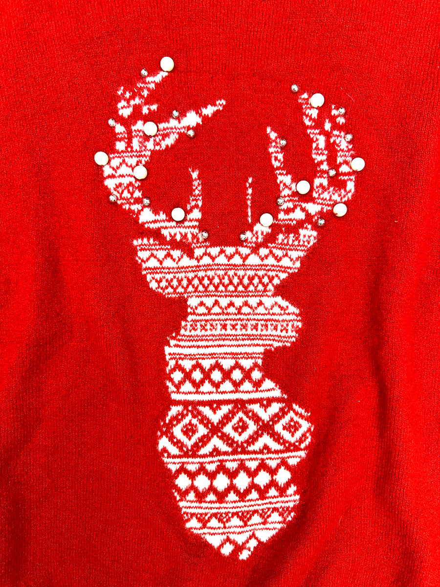 Vintage Christmas Sweater - Pearly deer