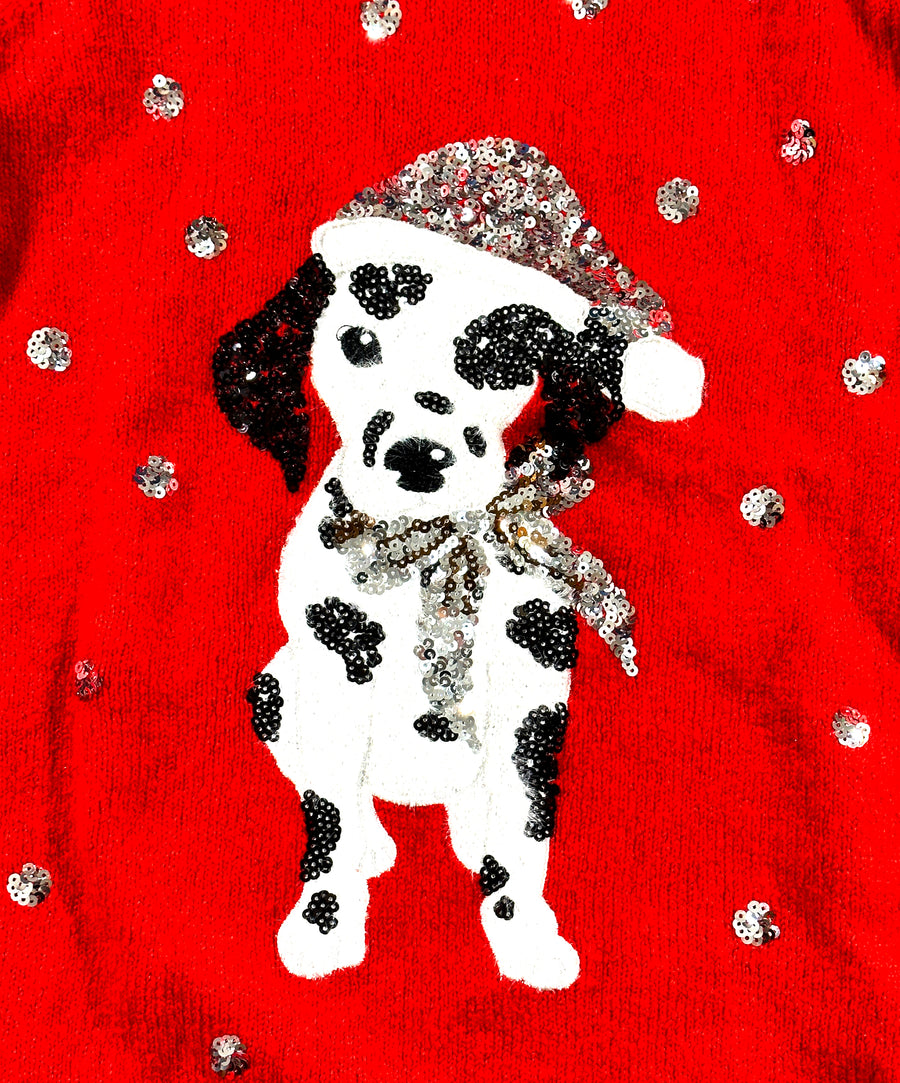 Vintage Christmas Sweater - Santa Claus Dalmatian 