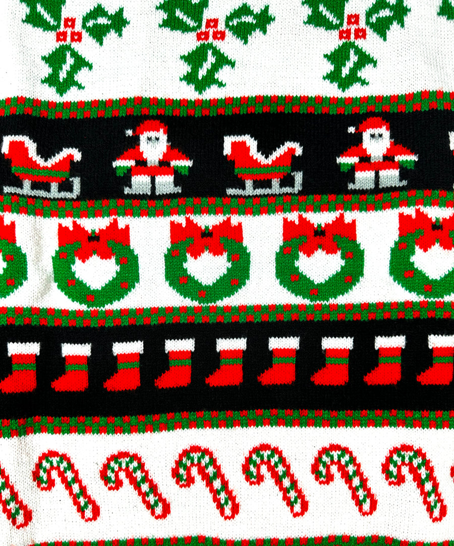 Vintage karácsonyi pulóver - Mikulás & Szánkó sorminta