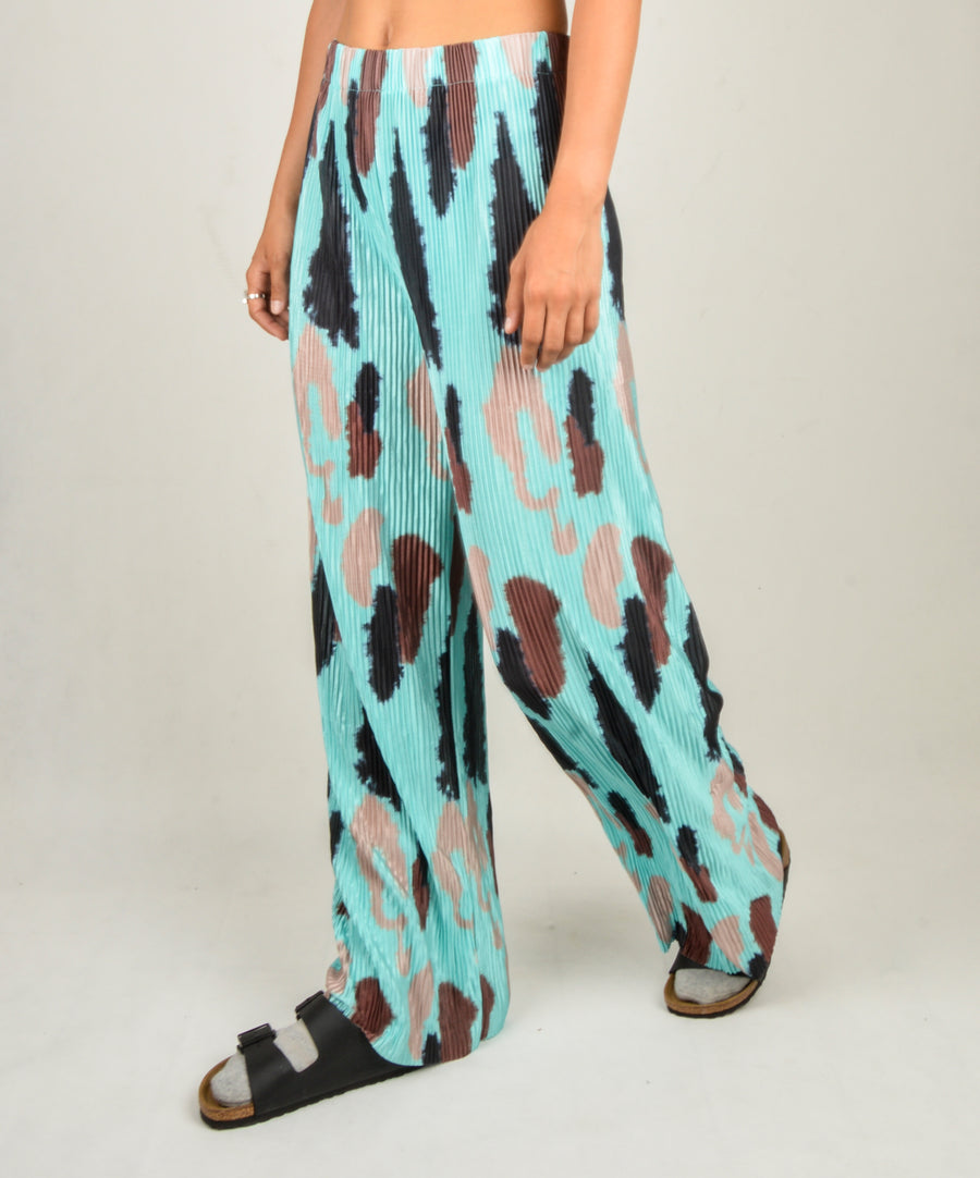 Crepe pants - Spotted turquoise