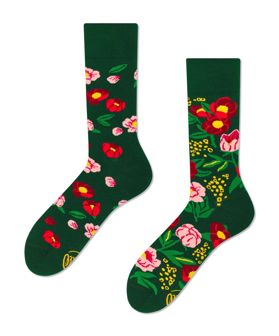 Many Mornings Socks - Flower Power Green