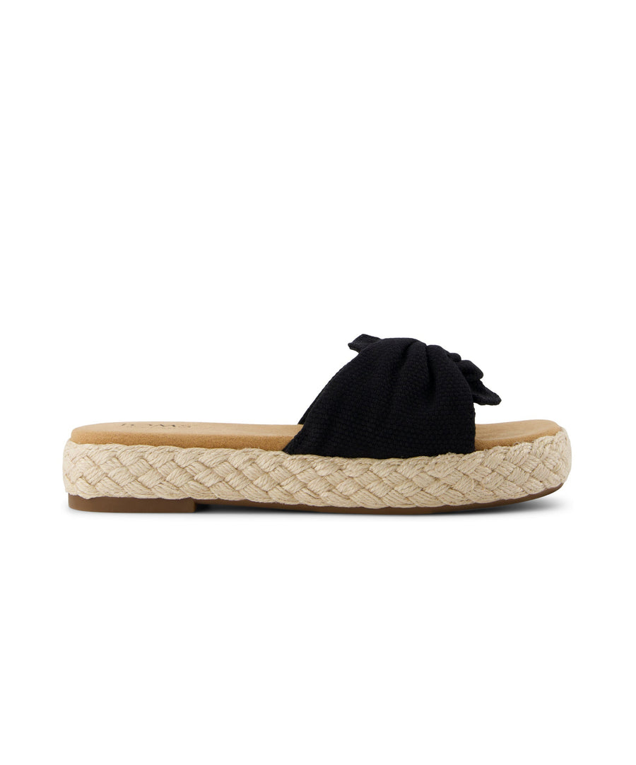 TOMS Abby Slide Flatform Espadrille Sandal - Black