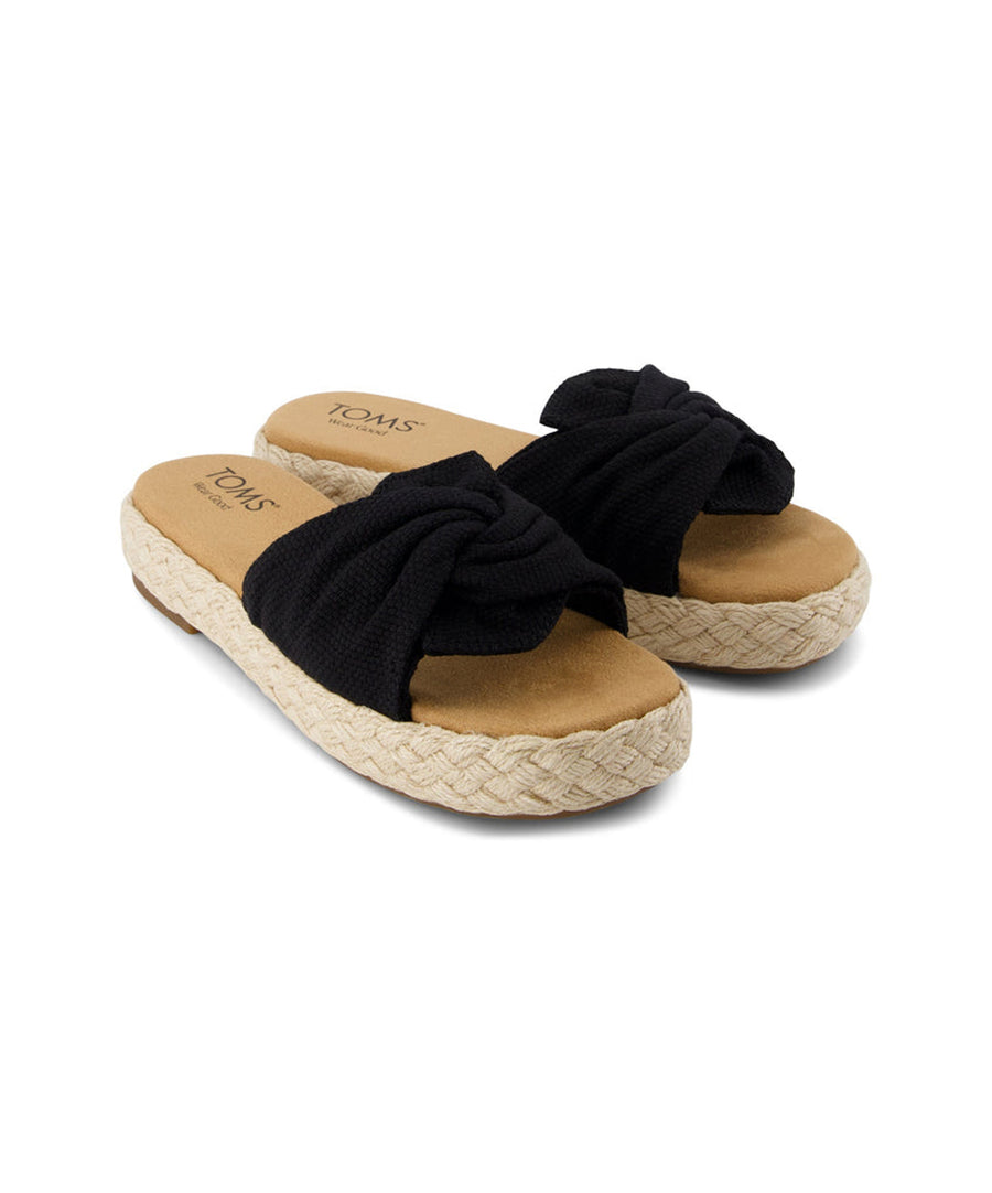 TOMS Abby Slide Flatform Espadrille Sandal - Black