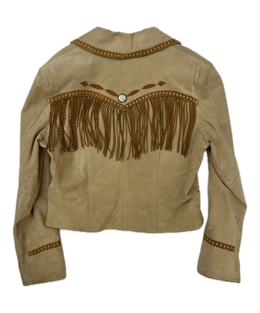 Vintage leather jacket - Fringed | Brown