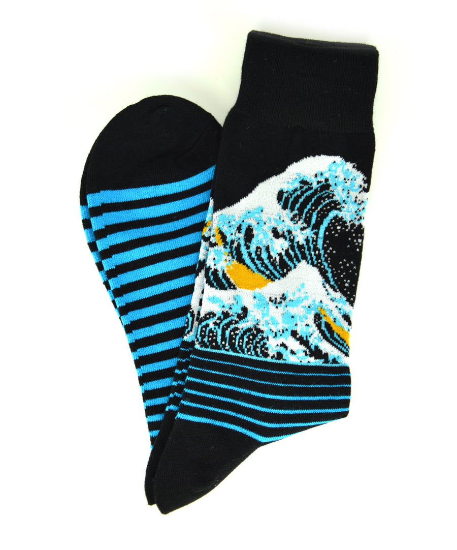 Socks - Striped Hokusai