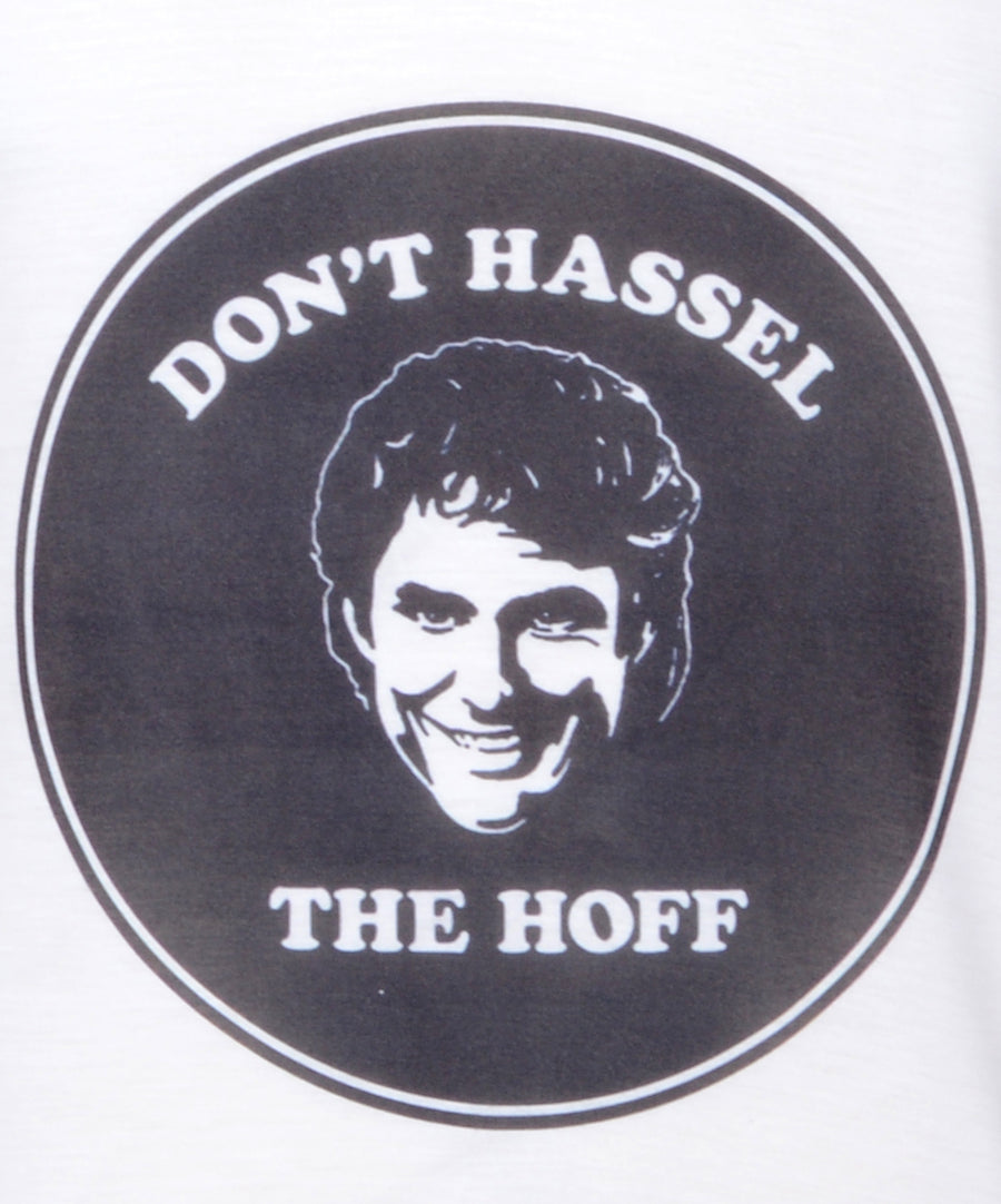 Egyenes fazonú, unisex trikó David Hasselhoff mintával.