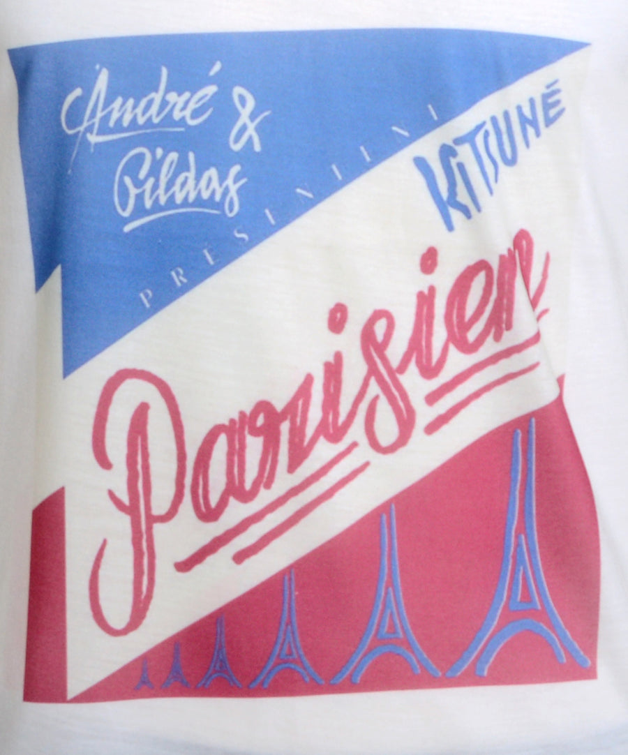 Egyenes fazonú, unisex trikó Parisien mintával.