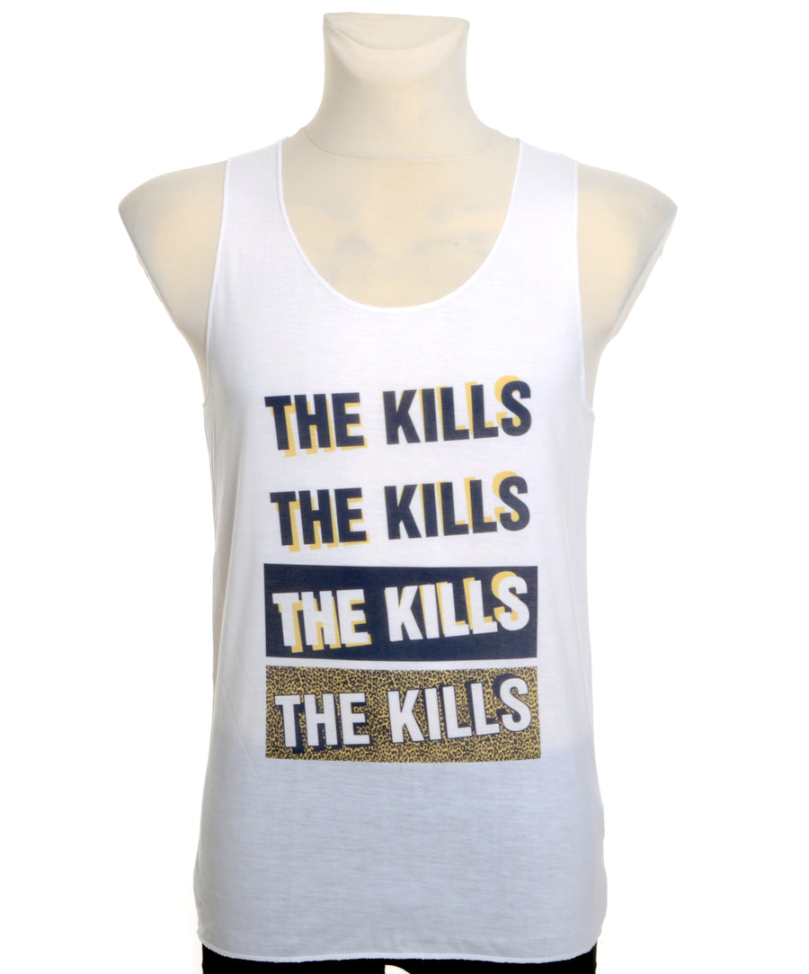 Egyenes fazonú, unisex trikó The Kills mintával.