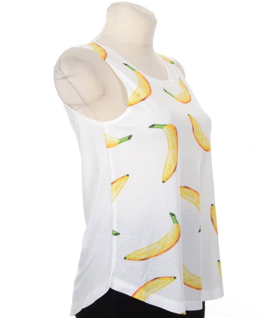 Banán mintás ujjatlan női póló