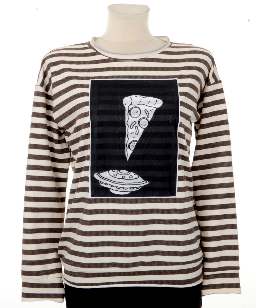Ufo pizza mintájú női pulóver