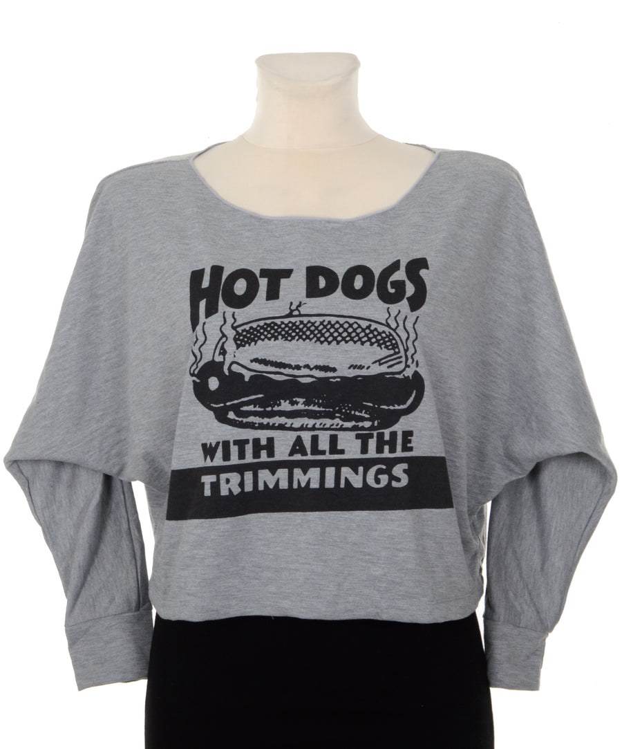 Hot dog mintás női pulóver