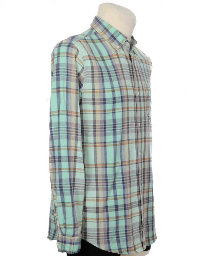 Zöld kockás használt férfi flanel ing