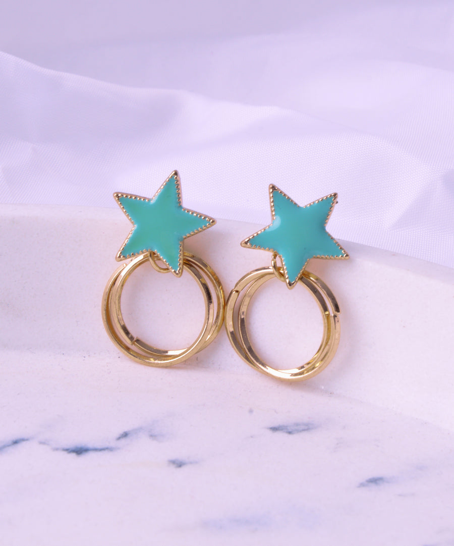 Earrings - Gold star circles