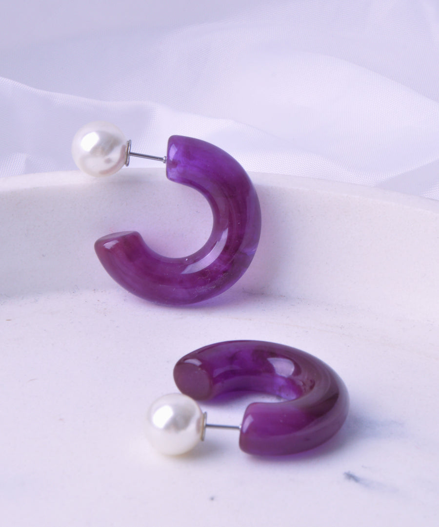 Earrings - Amber Pearl | Purple