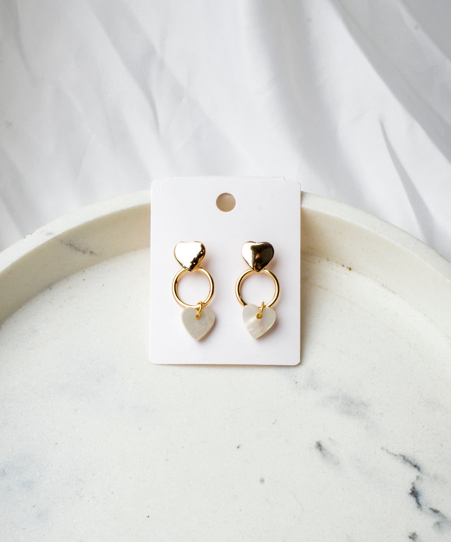 Earrings - Marble | White Heart
