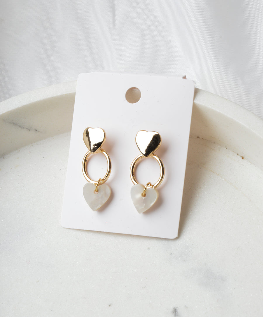 Earrings - Marble | White Heart