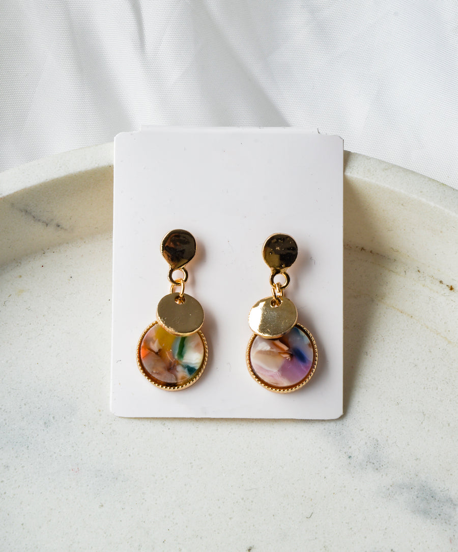 Earrings - Marble | Pastel Circle