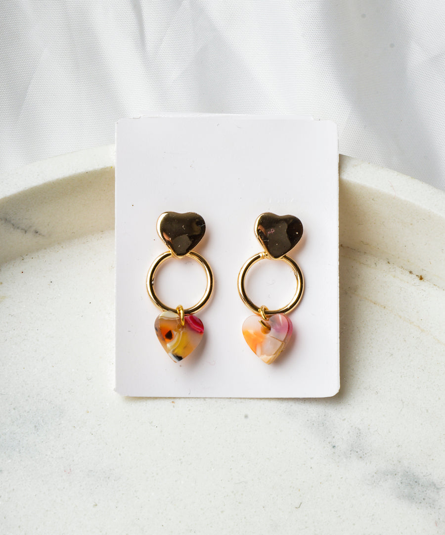 Earrings - Marble | Pink Heart
