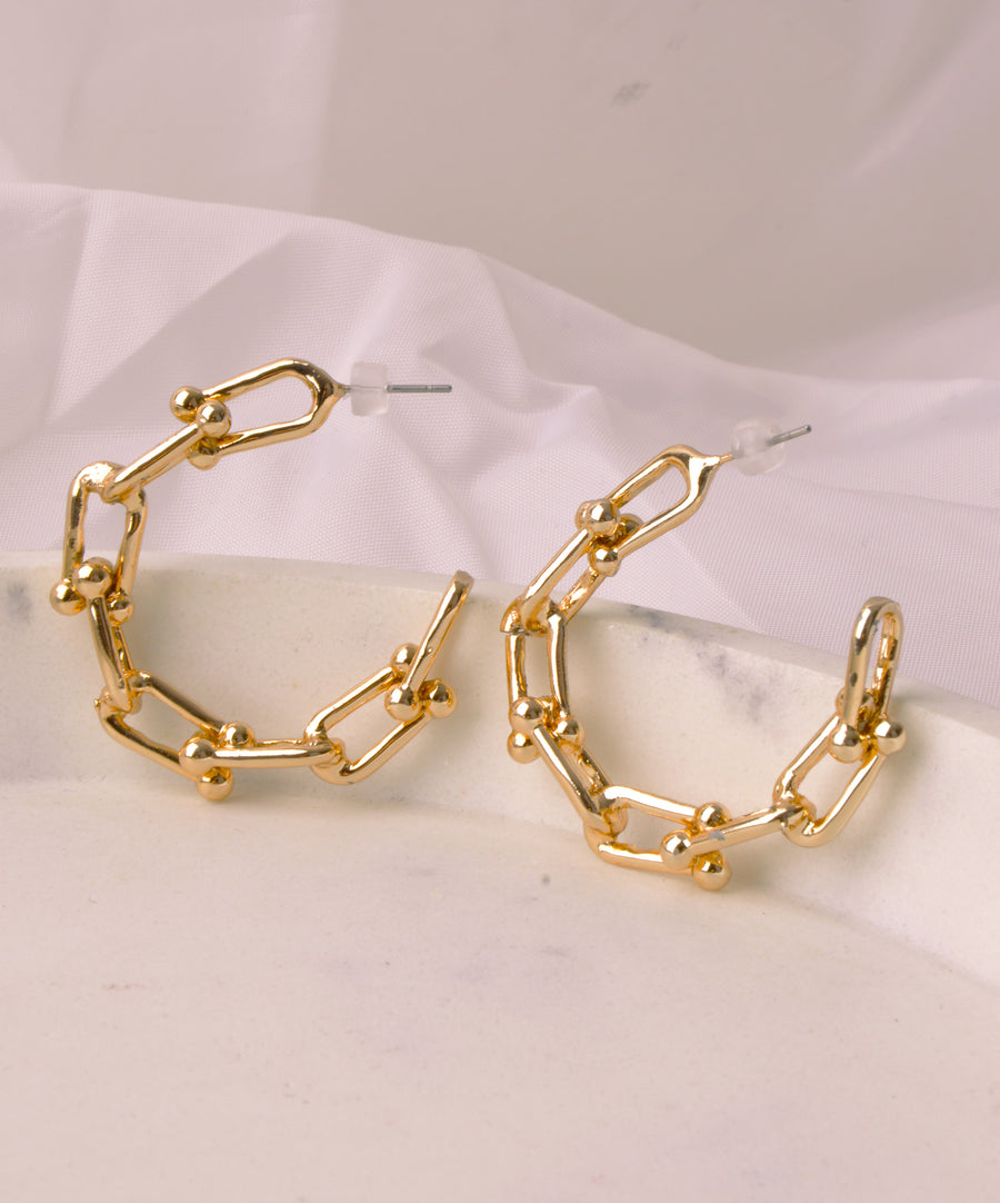Earrings - Moon | Gold chain