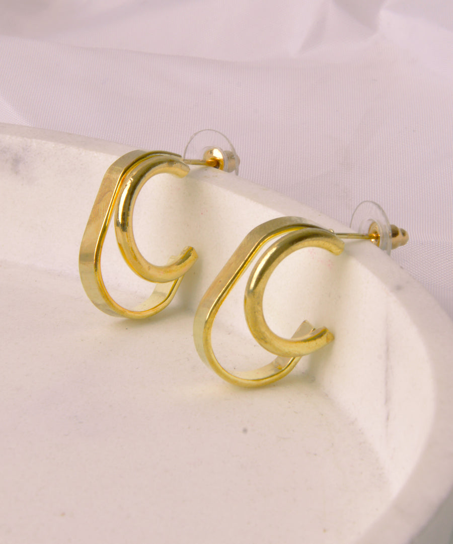Earrings - Moon | Gold oval