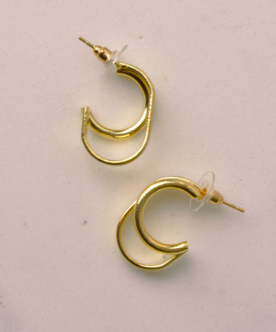 Earrings - Moon | Gold oval