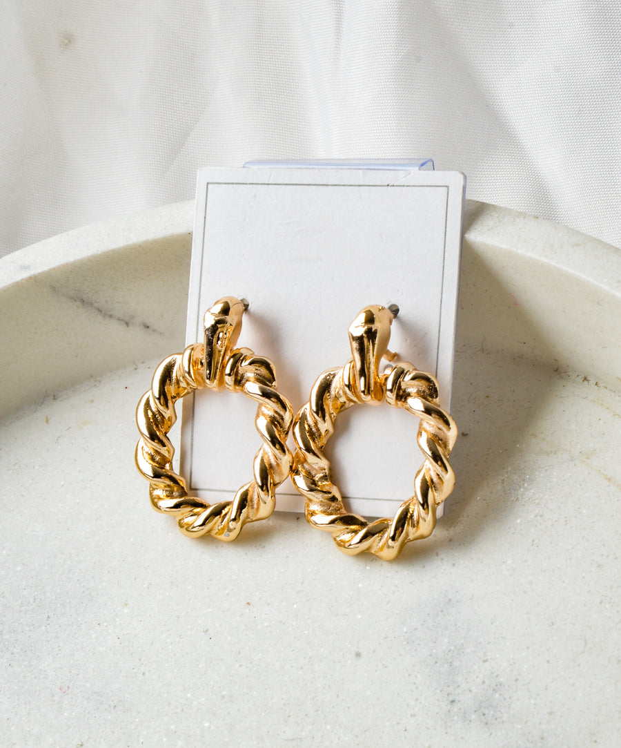 Earrings - Round | Gold twist