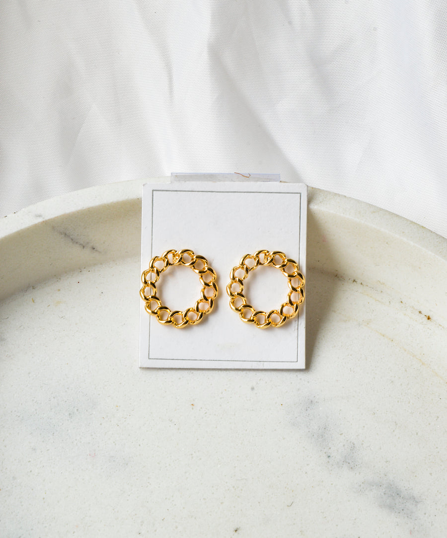 Earrings - Round | Gold chain