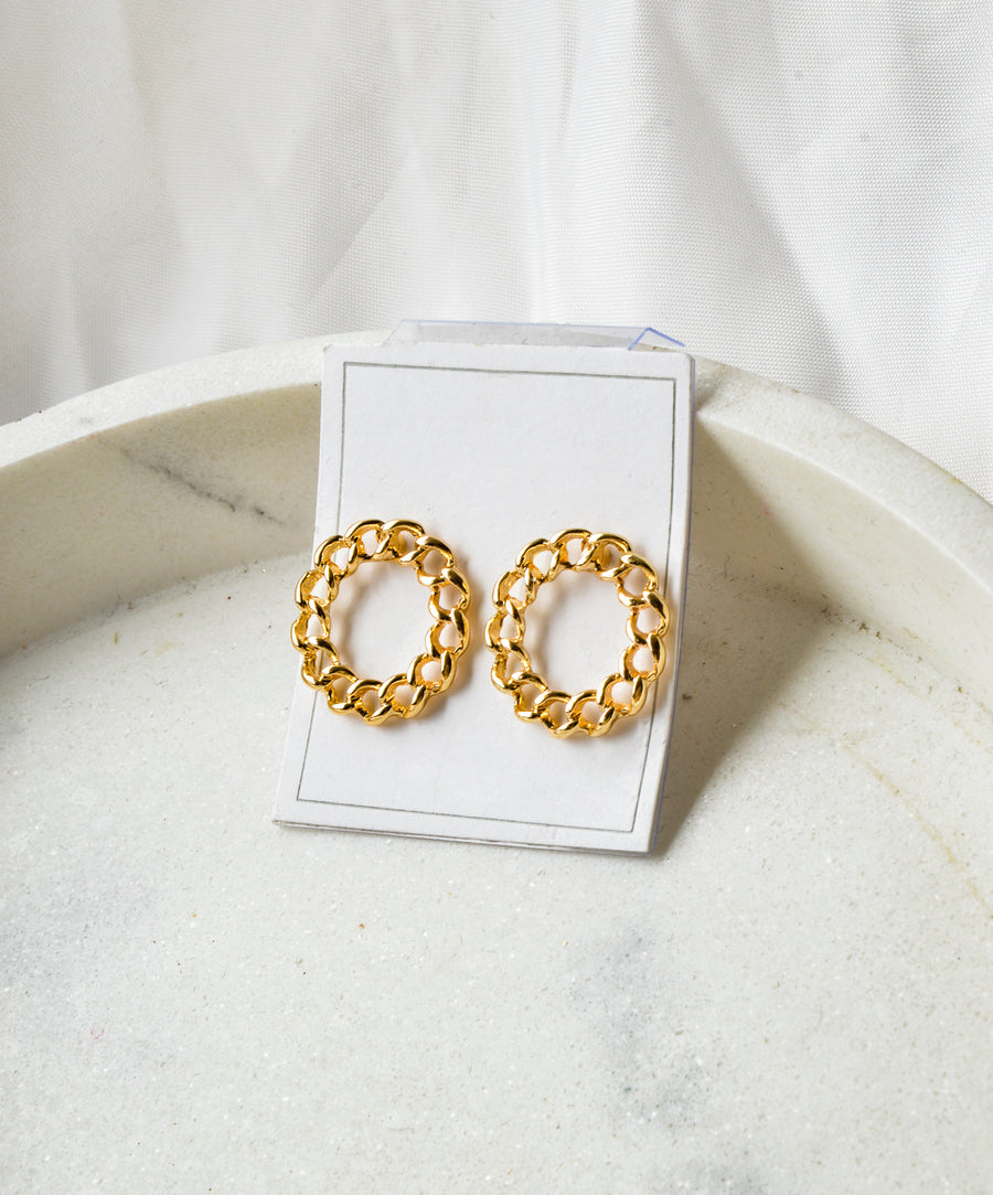 Earrings - Round | Gold chain