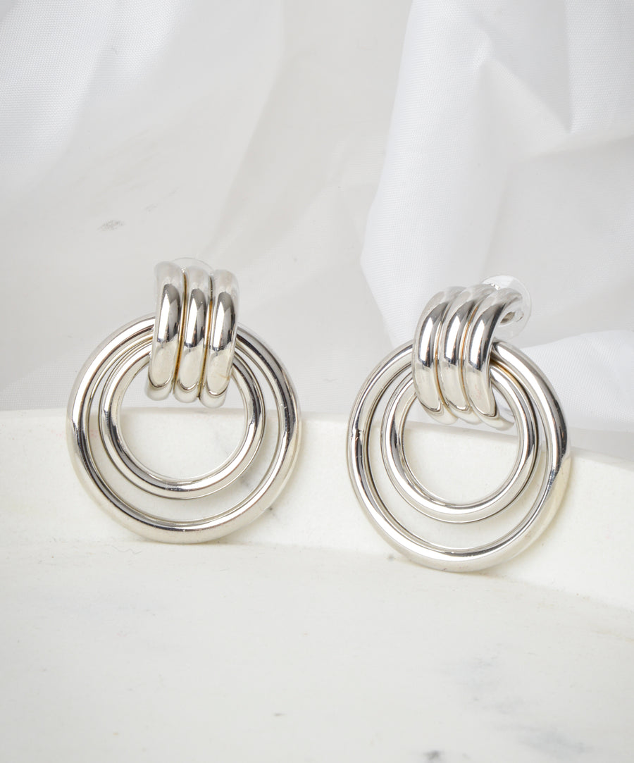Earrings - Round | Twisted silver double II
