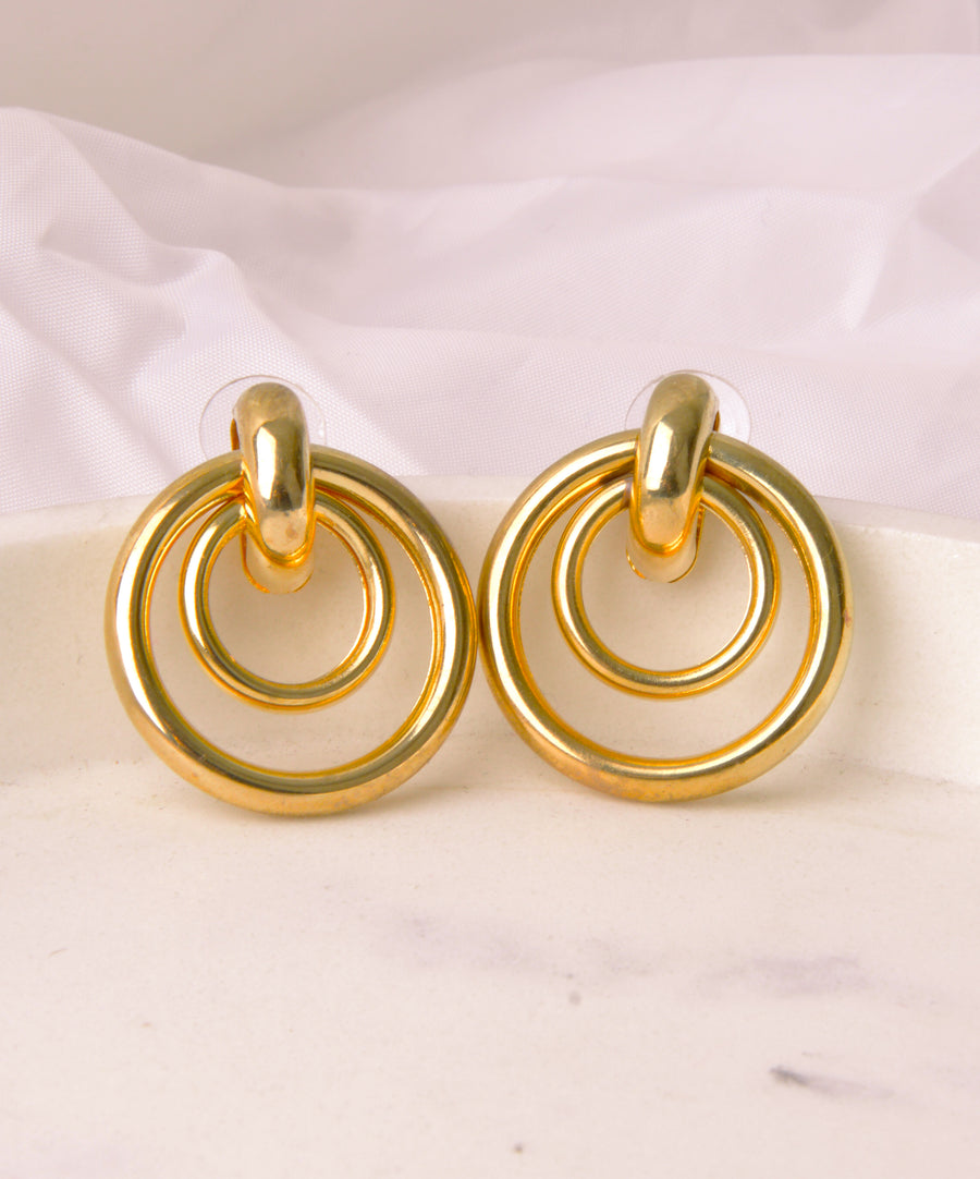 Earrings - Round | Golden double