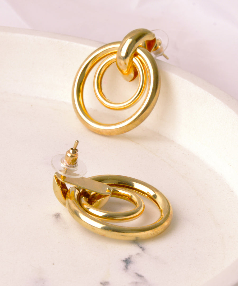 Earrings - Round | Golden double
