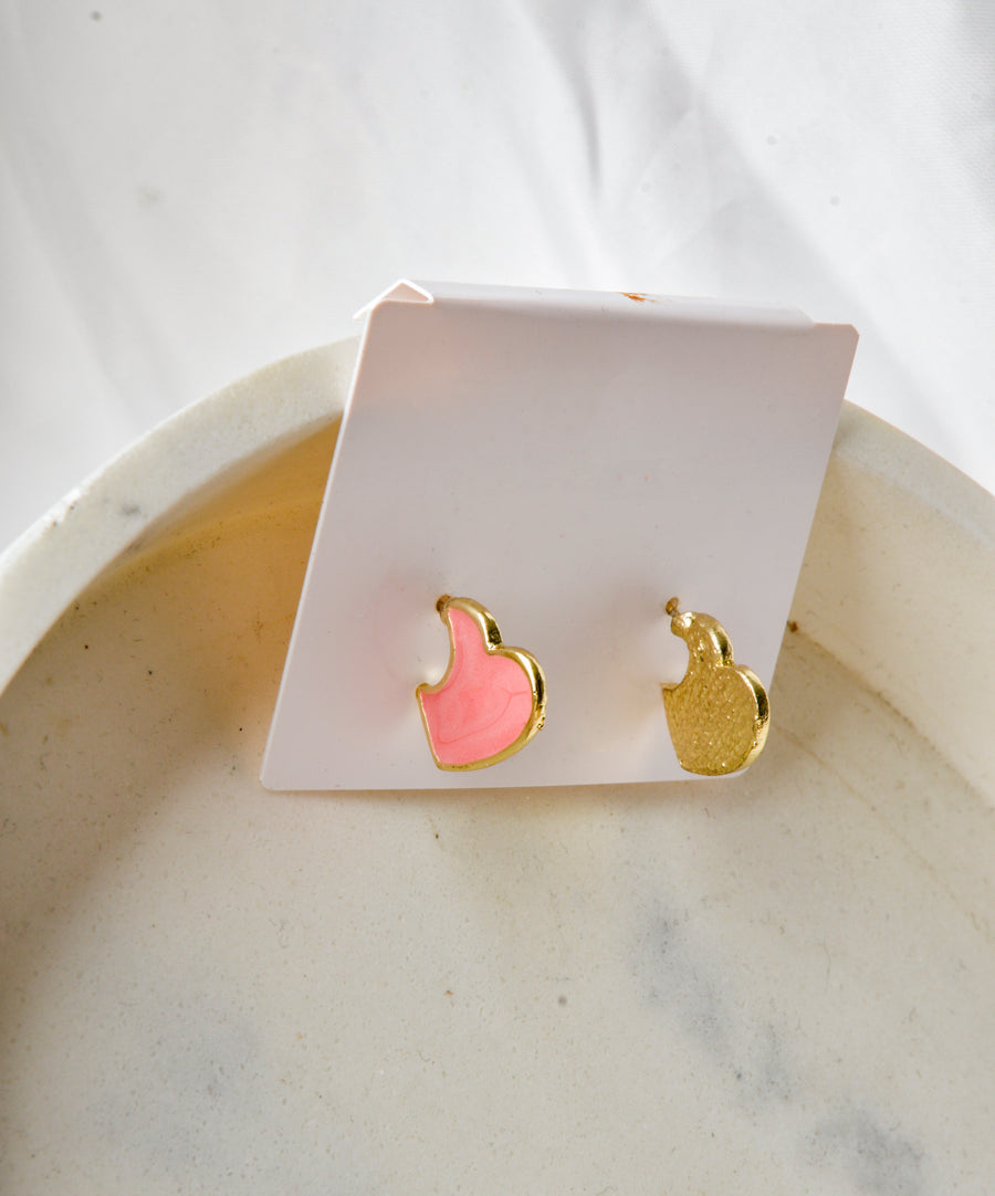 Earrings - Heart piece | Pink