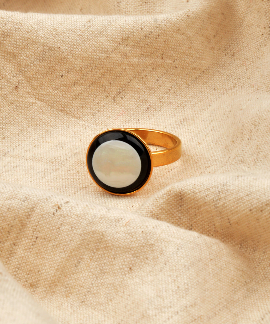 Gyűrű - Fekete-fehér kő