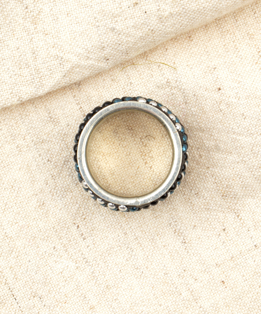 Gyűrű | Fekete-kék gyöngyös