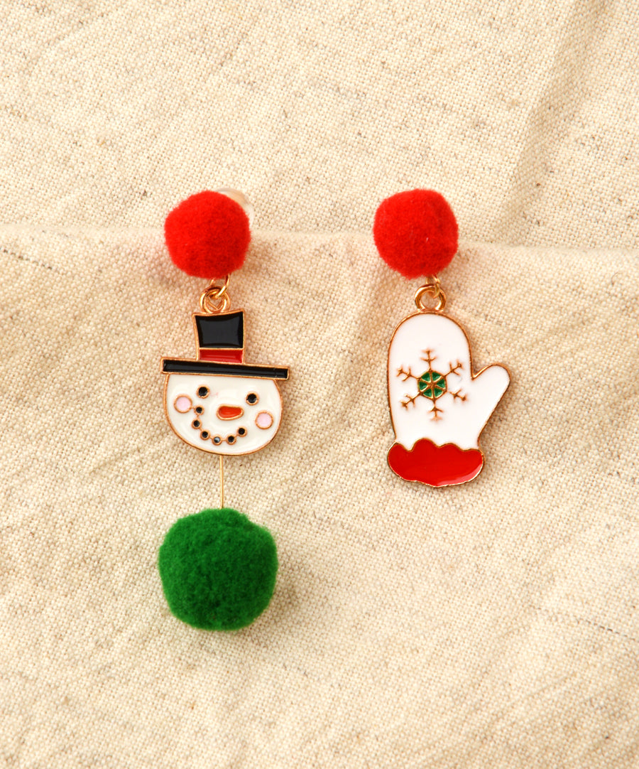 Christmas earrings - Glove and Mr. Snowman