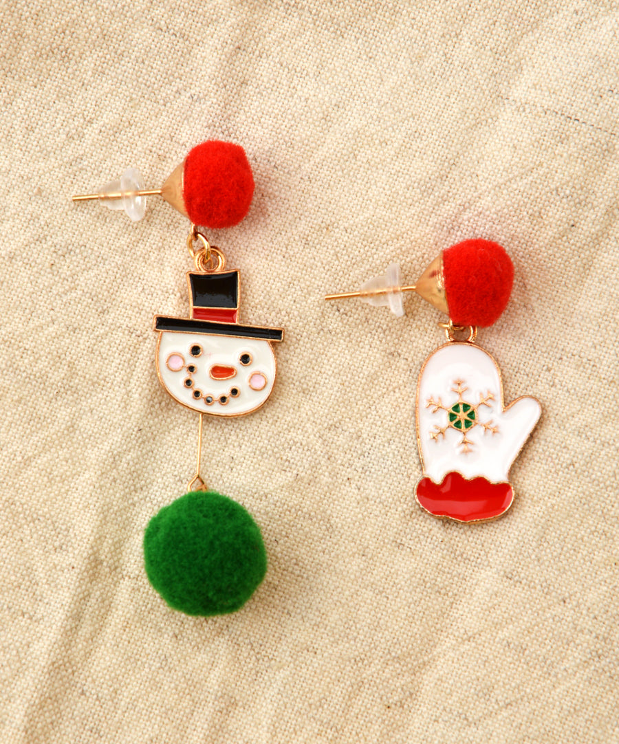 Christmas earrings - Glove and Mr. Snowman