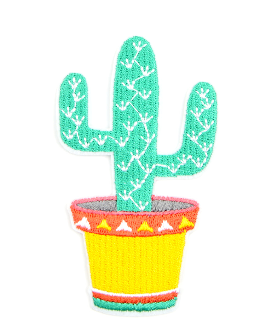 Kaktusz formájú hímzett felvarró