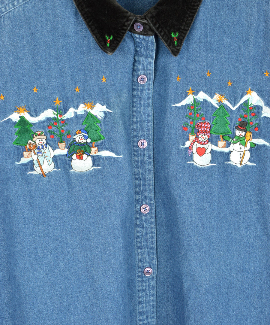 Vintage Christmas shirt - Snowmen