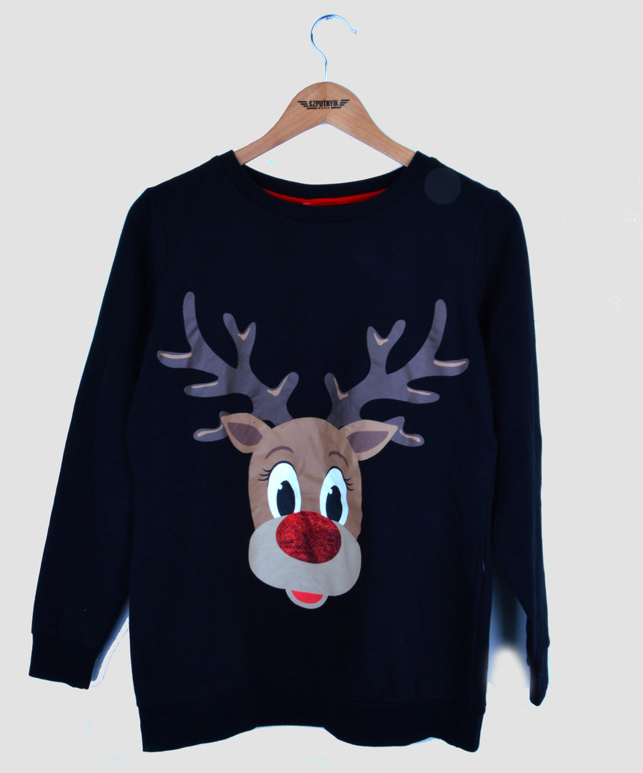 Vintage Christmas sweater - Deer with a shiny nose